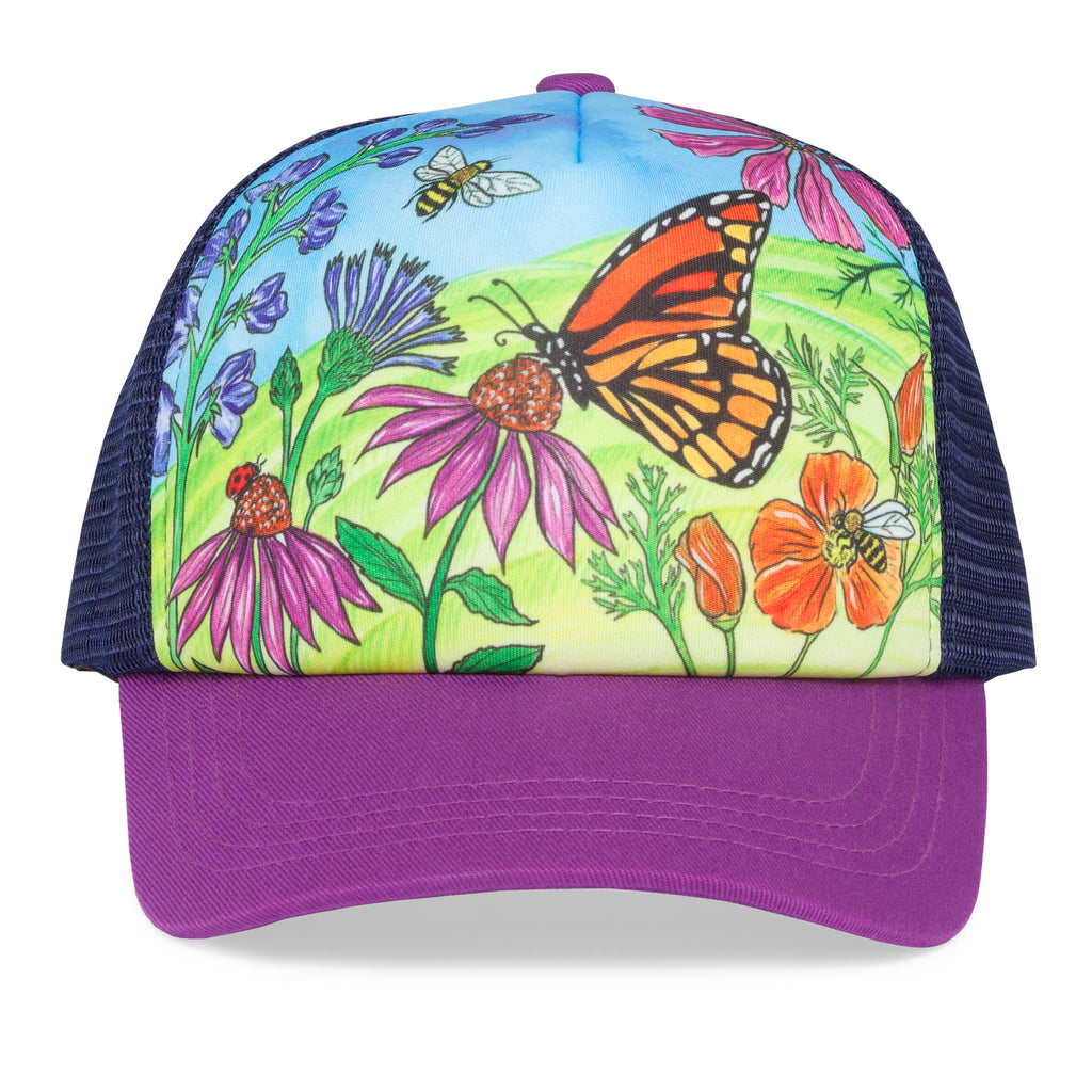 C.C Kids Hand Painted Abstract Butterfly Sublimation Trucker Baseball Cap